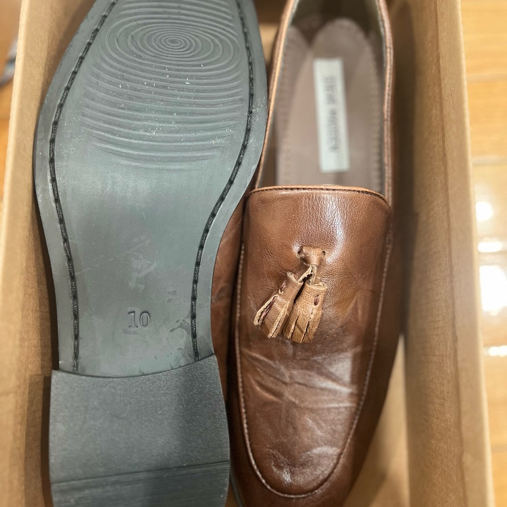 Brown Leather Tassel Loafers